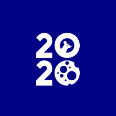 Happy New Year 2020 logo text design. Rat year. Cover of business diary for 2020 with wishes. Brochure design template, card, banner. Vector illustration. Colorfull Background