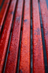 wet bench made of wooden oak beams on the street