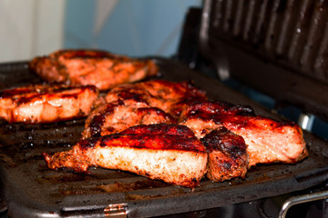 Grilled meat with beautiful stripes