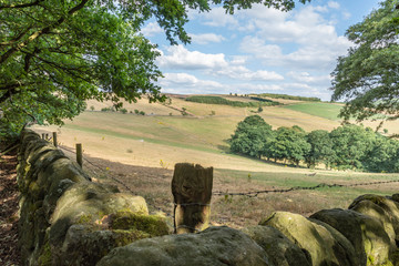 English farm land with trees and clouds