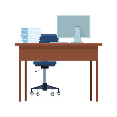 Office desk icon, flat design
