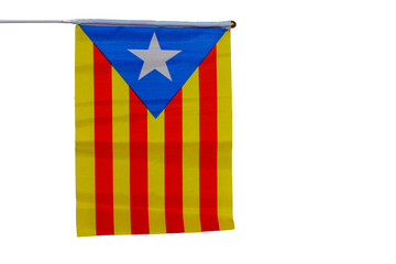catalonia flag held on the white background