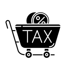 Sales tax ID glyph icon. Price formation. Business profit and expenses. Excise duty. Taxation. Bills payment. Retail sale. Shopping. Silhouette symbol. Negative space. Vector isolated illustration