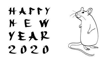 Chinese New Year 2020 congratulation with rat silhouette