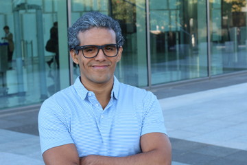 Ethnic entrepreneur with salt and pepper hairstyle 