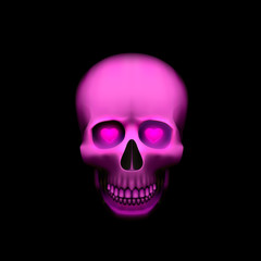 Human skull heart isolated on black, color object.