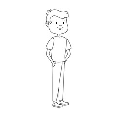 cartoon happy teen boy standing icon