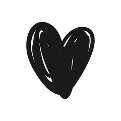 Heart doodle icon, hand drawn love symbol