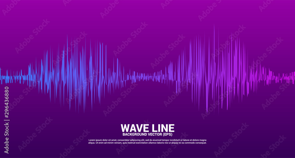 Poster Sound wave line curve on background. Element for theme technology and voice vector