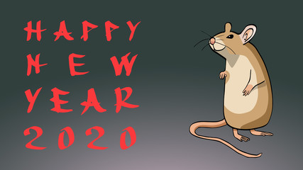 Chinese New Year 2020 congratulation with rat cartoon style