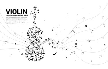 Vector music melody note dancing flow shape violin icon . Concept background for song and concert theme. © Panithan