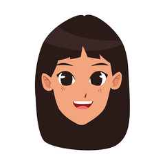 young woman face cartoon icon