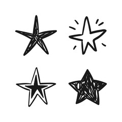 Hand drawn stars. Doodle collection.