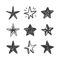 Hand drawn stars. Doodle collection.