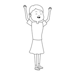 teenage girl with arms up icon, flat design