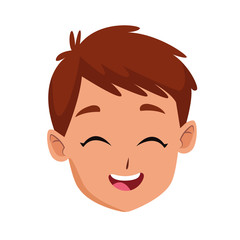 happy kid face icon, flat design