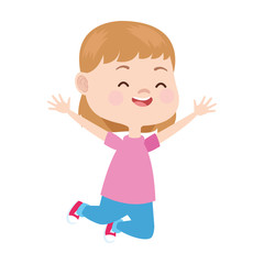 cartoon happy girl icon, flat design