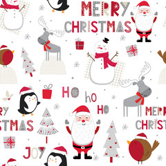 Seamless cute character on white background