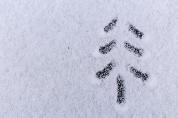Christmas tree in snow. snowfield background image, snow-covered ground background image, drawing paper image