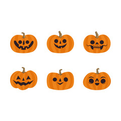 Cute pumpkin illustrations set. Happy cute characters for Halloween.