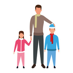 avatar man with kids, flat colorful design