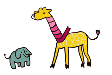 a giraffe wearing scarf