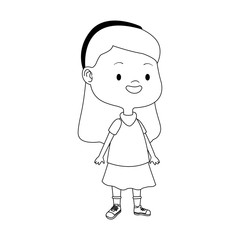 cartoon girl standing icon, flat design
