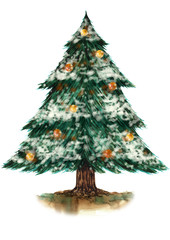 クリスマスツリー水彩画