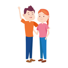 cartoon teen couple icon, flat design