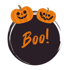 Boo! text design with cute pumpkin illustration