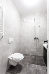 Fototapeta na wymiar modern toilet interior with glass shower
