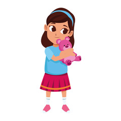 cartoon little girl, flat colorful design