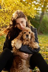 woman with spaniel