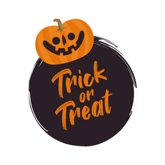 Trick or treat design with funny cute halloween pumpkin