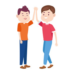 teen friends standing icon, colorful flat design