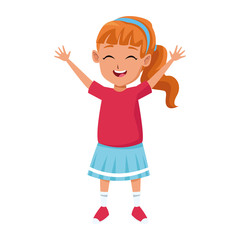 cartoon little girl standing icon, colorful design