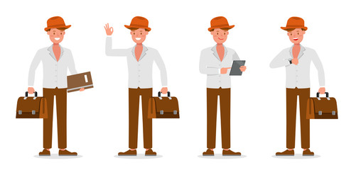 Businessman working character vector design