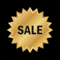 Golden SALE badge label. Vector gold rosette.
