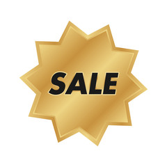 Golden SALE badge label. Vector gold rosette.