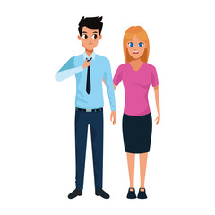 cartoon couple of businessman and woman icon