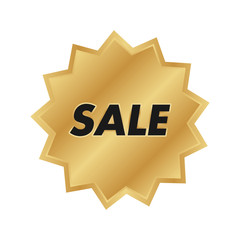 Golden SALE badge label. Vector gold rosette.