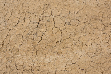 Yellow dry soil crack pattern background