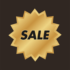 Golden SALE badge label. Vector gold rosette.