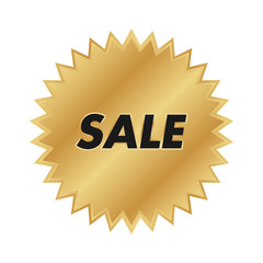 Golden SALE badge label. Vector gold rosette.