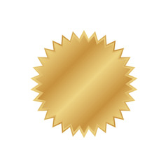 Golden badge label. Vector gold rosette.