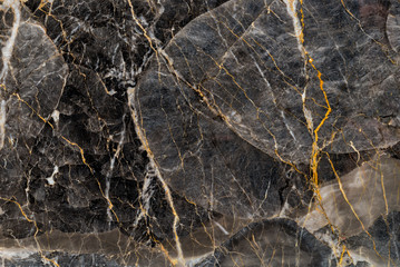Black and gold marble texture stone background.