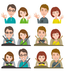 カップルの表情 のイラスト