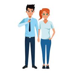 cartoon couple of businessman and woman icon