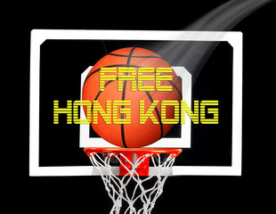 Free Hong Kong pro-independence movement with basketball.