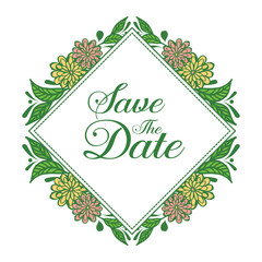 Card wedding save vthe date, with element of colorful flower frame.Vector